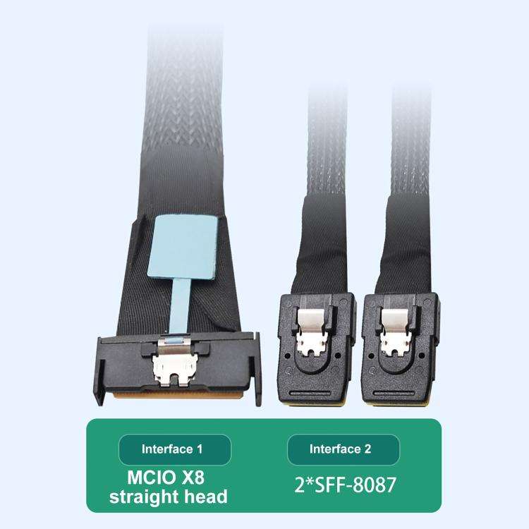 Gen5 MCIO X8 to Dual SFF-8087 Server Data Transfer Cable, MCIO X8 to Dual SFF-8087