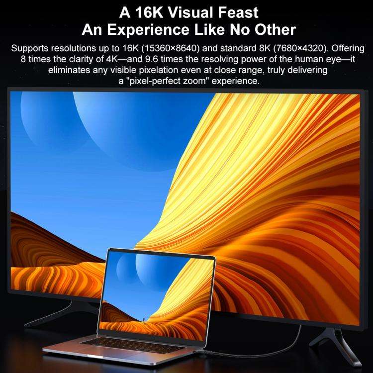 WG226 16K Ultra HD Type-C to DP 2.1 Display Cable Thunderbolt Adapter Cable with Logo, 1.5m, 1.8m
