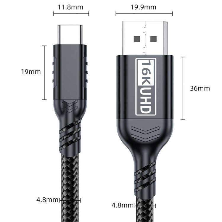 WG226 16K Ultra HD Type-C to DP 2.1 Display Cable Thunderbolt Adapter Cable with Logo, 1.5m, 1.8m