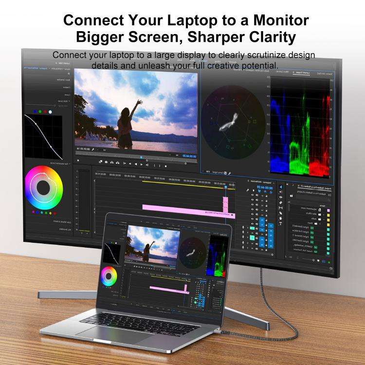 WG228 16K Ultra HD Type-C to DP 2.1 Display Cable Monitor Adapter Cable, 2m