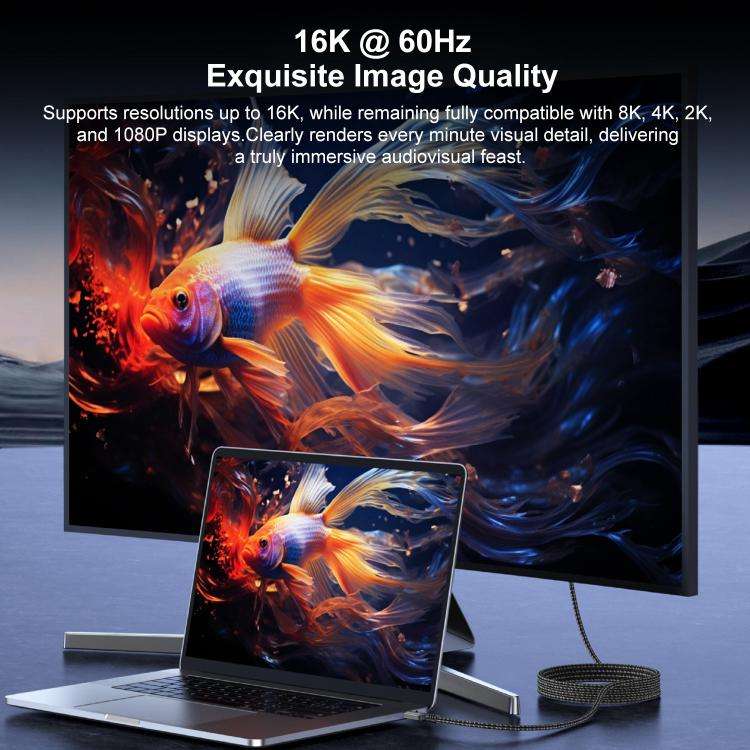 WG228 16K Ultra HD Type-C to DP 2.1 Display Cable Monitor Adapter Cable, 2m