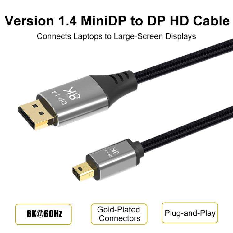 WG233 Mini DP to DP1.4 8K HD Video Adapter Cable, 8K-1m, 8K-2m