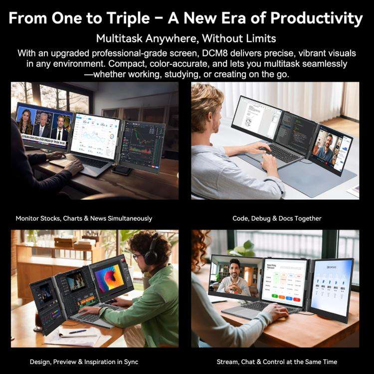 Blackview DCM8 15.3 inch Dual Display Portable Laptop LCD Monitors Screen Extender with Stand, DCM8