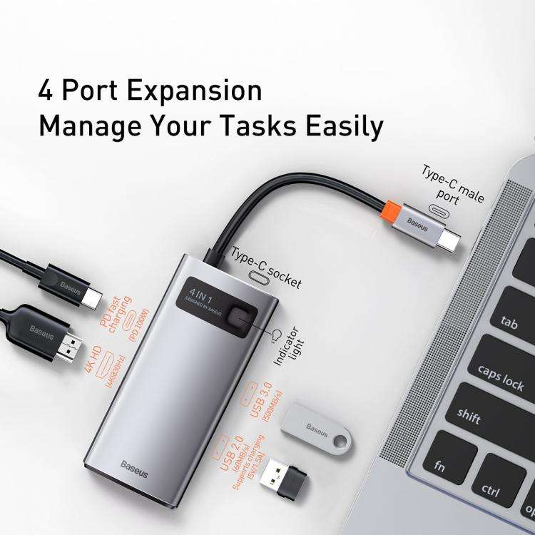 Baseus Metallic Glow Series CAHUB-CY0G 4 in 1 Multifunctional Type-C HUB Docking Station
