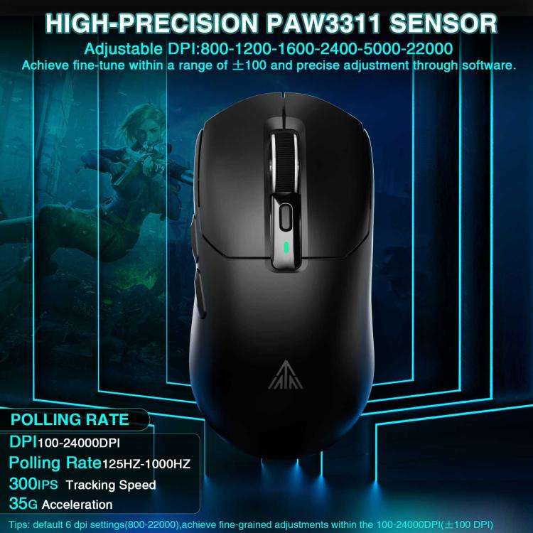 SOLAKAKA SM820 Tri-Mode 22000DPI 1000Hz Wireless Gaming Mouse with RGB Charging Dock
