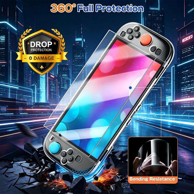 XDcase Separable PC Crystal Case & Tempered Glass Film & Joystick Caps Set, For Nintendo Switch 2...