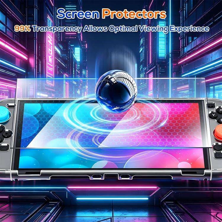 XDcase Separable PC Crystal Case & Tempered Glass Film & Joystick Caps Set, For Nintendo Switch 2...