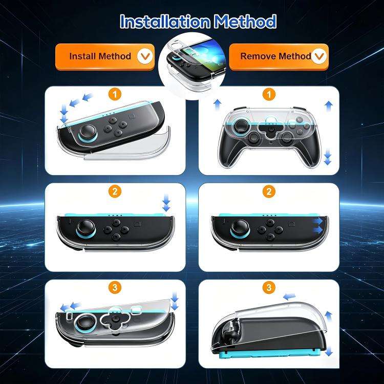 XDcase Separable PC Crystal Case & Tempered Glass Film & Joystick Caps Set, For Nintendo Switch 2...