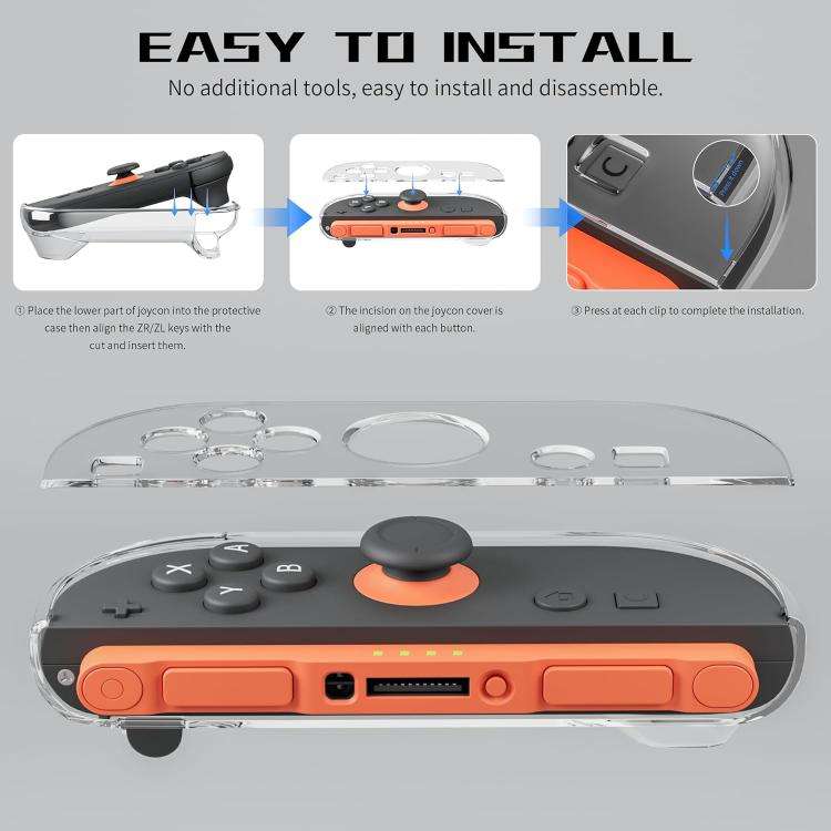 XDcase 1 Pair Crystal PC Protective Case & Joystick Caps Set, For Nintendo Switch 2 Joy-Con, For ...