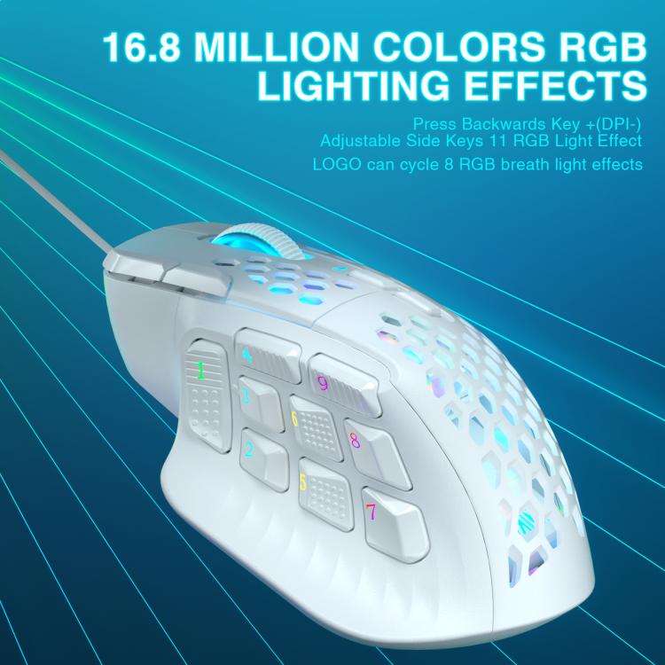 SOLAKAKA SM809 Honeycomb RGB Wired MMO Mouse