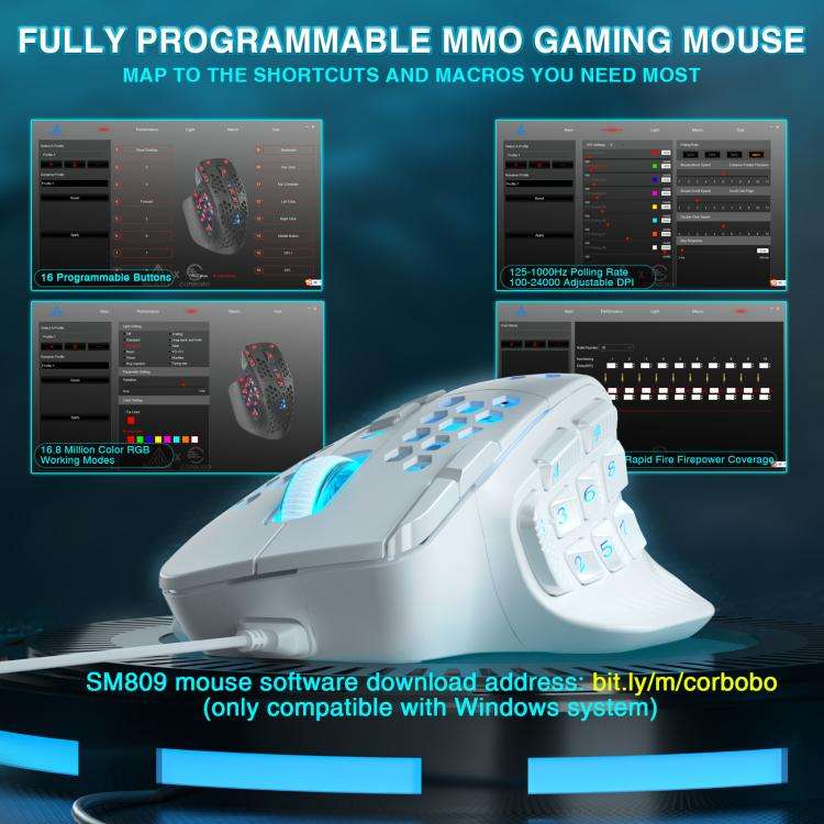 SOLAKAKA SM809 Honeycomb RGB Wired MMO Mouse