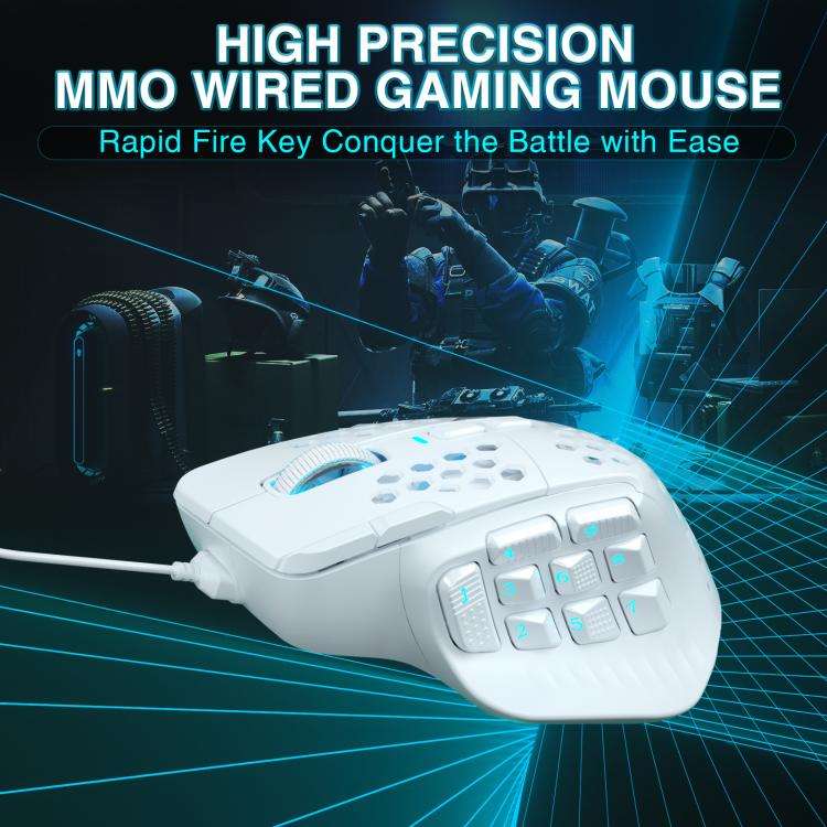SOLAKAKA SM809 Honeycomb RGB Wired MMO Mouse