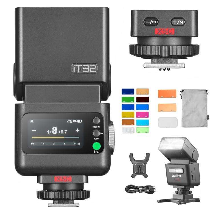 Godox iT32 iFlash Camera Flash & X5 TTL Wireless Flash Trigger with MA02 Magnetic Color Filters, ...