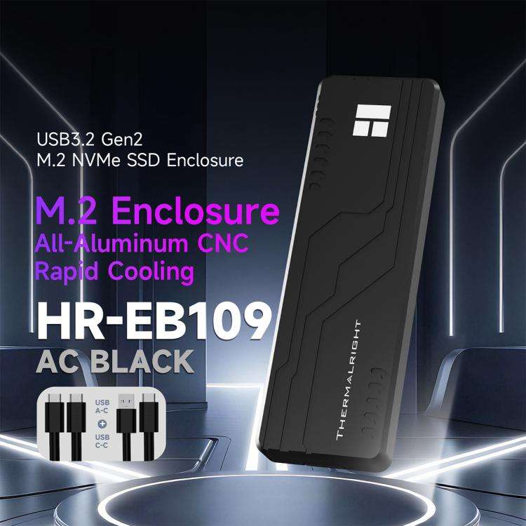 THERMALRIGHT HR-EB109 M.2 NVMe SSD Enclosure with USB to Type-C Cable & Type-C to Type-C Cable, E...