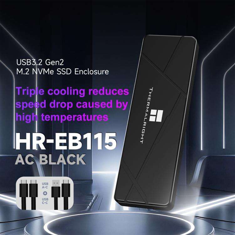 THERMALRIGHT HR-EB115 M.2 NVMe SSD Enclosure with USB to Type-C Cable & Type-C to Type-C Cable, E...