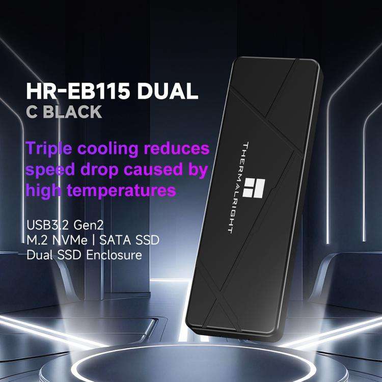 THERMALRIGHT HR-EB115 M.2 NVMe / SATA Dual Protocol SSD Enclosure with Type-C to Type-C Cable, EB...