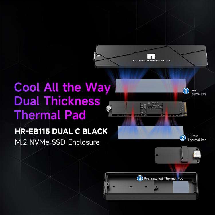 THERMALRIGHT HR-EB115 M.2 NVMe / SATA Dual Protocol SSD Enclosure with Type-C to Type-C Cable, EB...
