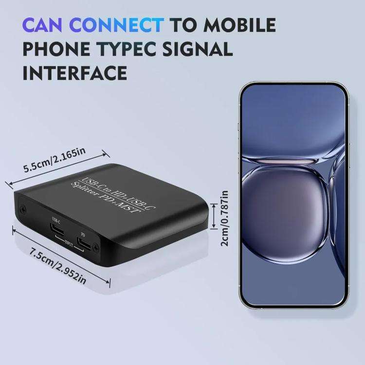 NK-E70 Type-C to HDTV, Type-C 4K 60Hz PD Power Port HD Video Splitter, Support MST and SST, Type-...