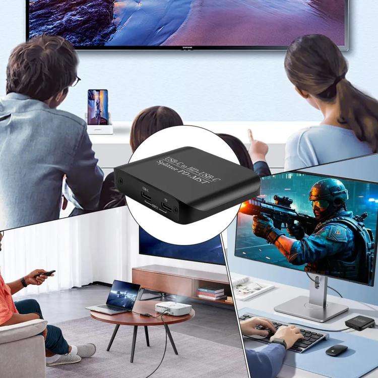 NK-E70 Type-C to HDTV, Type-C 4K 60Hz PD Power Port HD Video Splitter, Support MST and SST, Type-...