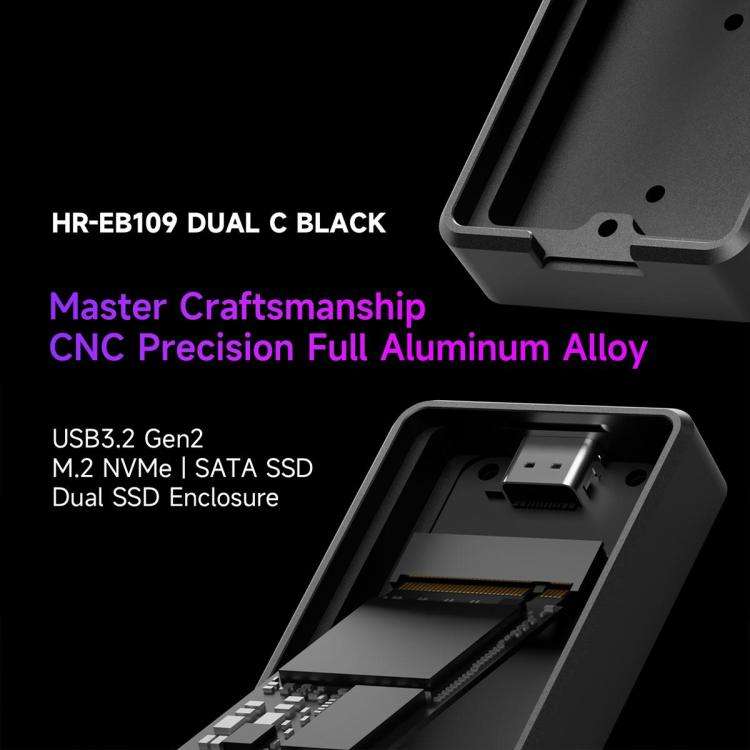 THERMALRIGHT HR-EB109 M.2 NVMe / SATA Dual Protocol SSD Enclosure with USB to Type-C Cable & Type...