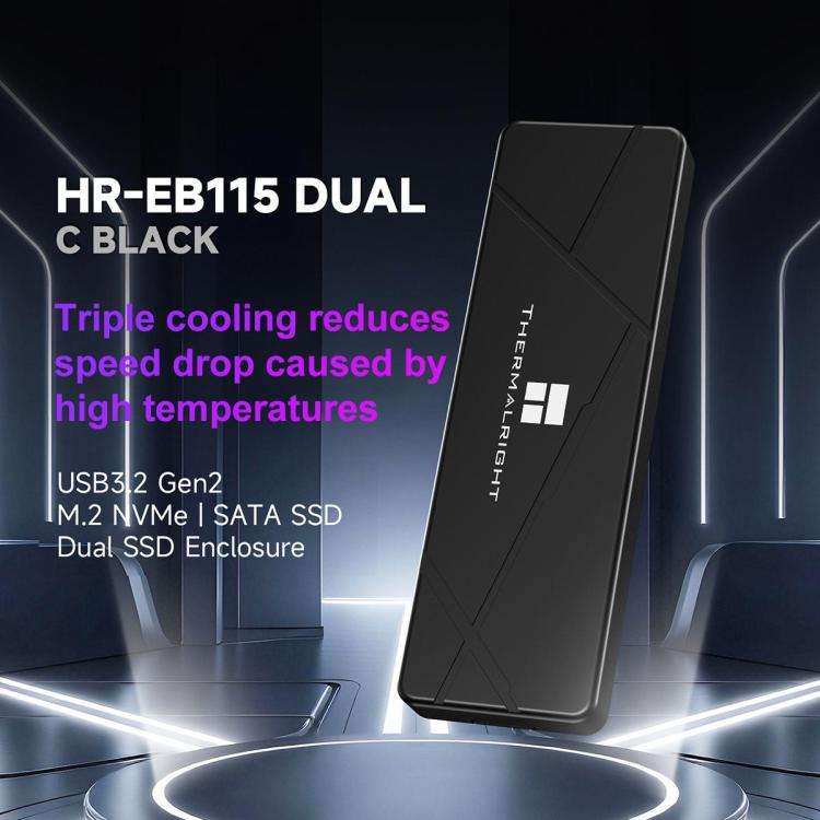 THERMALRIGHT HR-EB115 M.2 NVMe / SATA Dual Protocol SSD Enclosure with USB to Type-C Cable & Type...