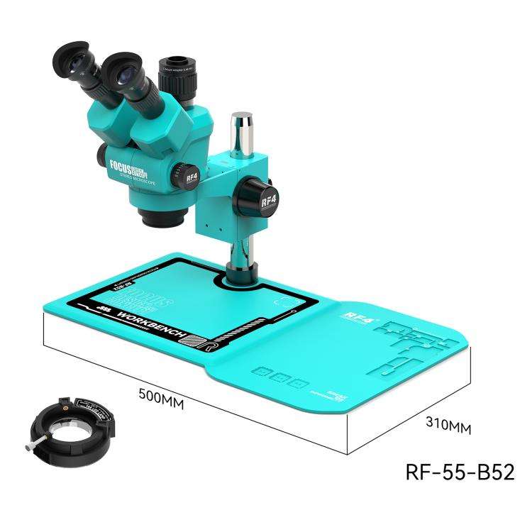 RF4 RF-55-B52 6.5-55X Synchronous Zoom Trinocular Stereo Microscope, RF-55-B52