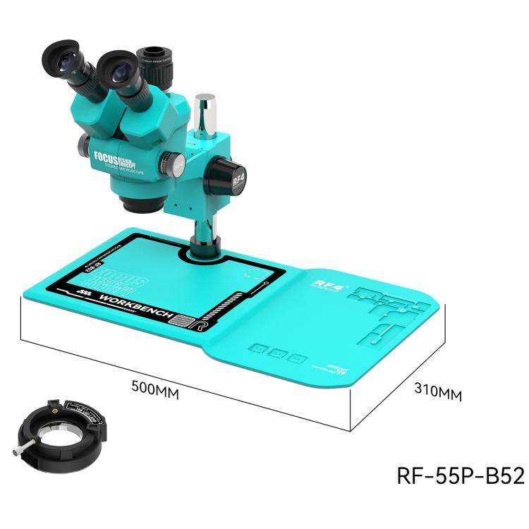 RF4 RF-55P-B52 6.5-55X Synchronous Zoom Trinocular Stereo Microscope, RF-55P-B52