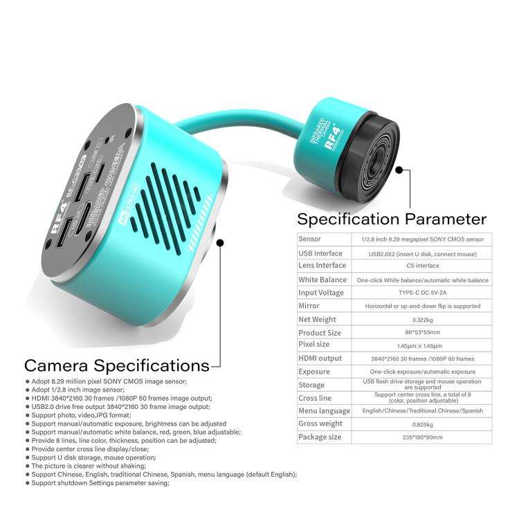 RF4 RF-C39 2 in 1 4K Visible and Infrared Dual-Spectral Thermal Camera for PCB Fault Detector, RF...