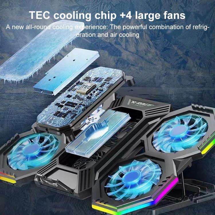 NUOXI F32 6-Level Height Adjustable RGB Laptop Cooler, With Semiconductor Cooling, Without Semico...