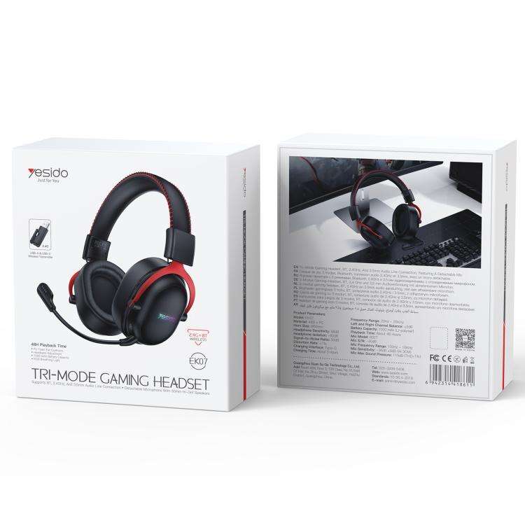 Yesido EK07 Three-mode E-sports Gaming RGB Headset, EK07