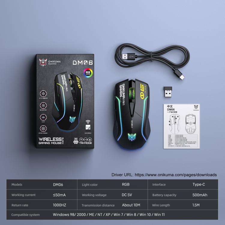 ONIKUMA DM06 RGB Three-mode E-sports Gaming Mouse, DM06