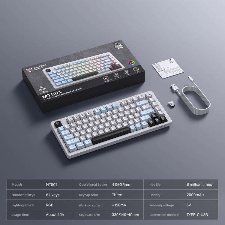 ONIKUMA MT501 Three-mode Silent Mechanical Keyboard, MT501