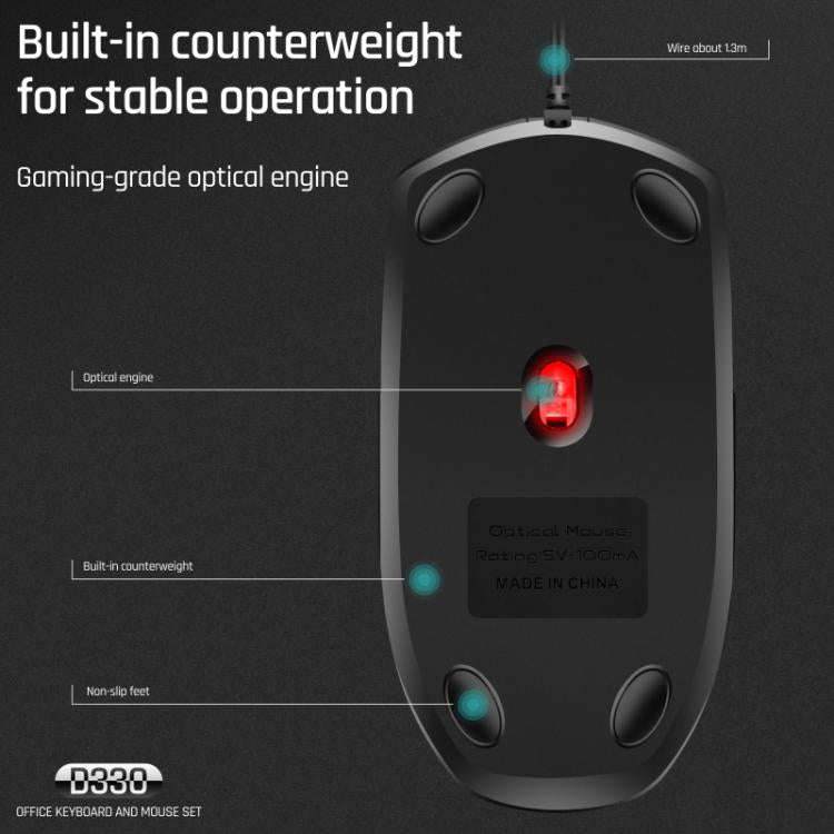 SHIPADOO D330 Wired Keyboard Mouse Set