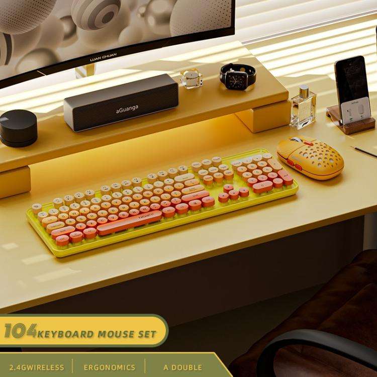 SHIPADOO EF128 2.4G 4800 DPI Wireless Keyboard Mouse Set, Color Mixing Series