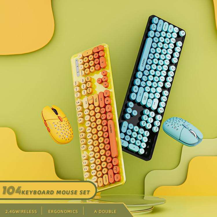 SHIPADOO EF128 2.4G 4800 DPI Wireless Keyboard Mouse Set, Color Mixing Series