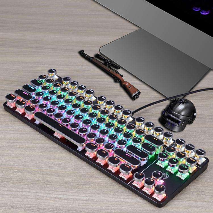 SHIPADOO HJK919-7 Round Keycap RGB Wired Mechanical Keyboard