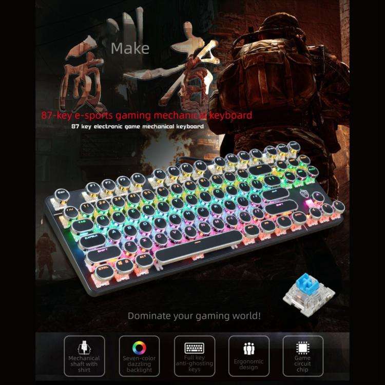 SHIPADOO HJK919-7 Round Keycap RGB Wired Mechanical Keyboard