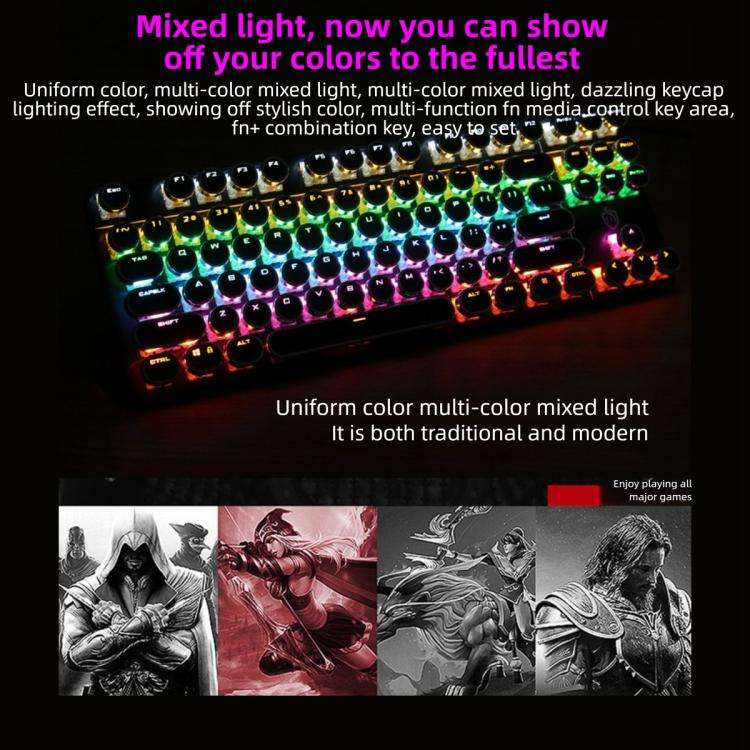 SHIPADOO HJK919-7 Round Keycap RGB Wired Mechanical Keyboard