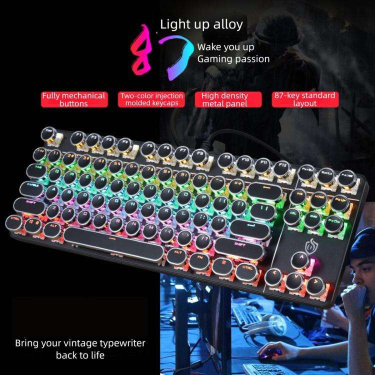 SHIPADOO HJK919-7 Round Keycap RGB Wired Mechanical Keyboard