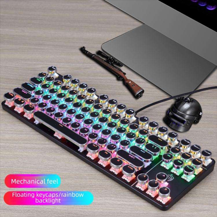 SHIPADOO HJK919-7 Round Keycap RGB Wired Mechanical Keyboard