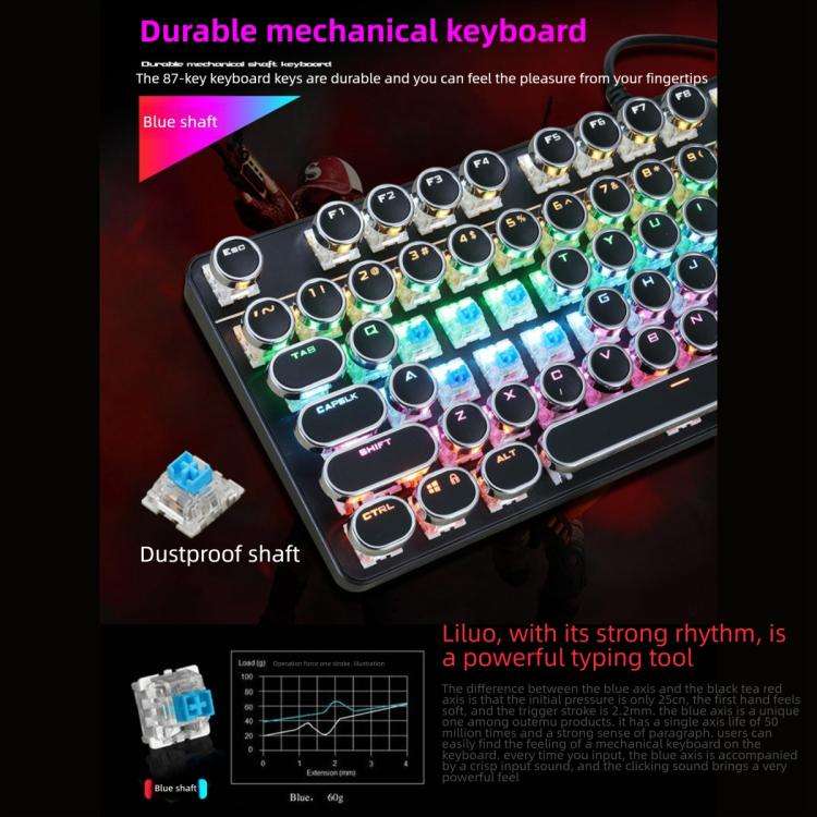 SHIPADOO HJK919-7 Round Keycap RGB Wired Mechanical Keyboard