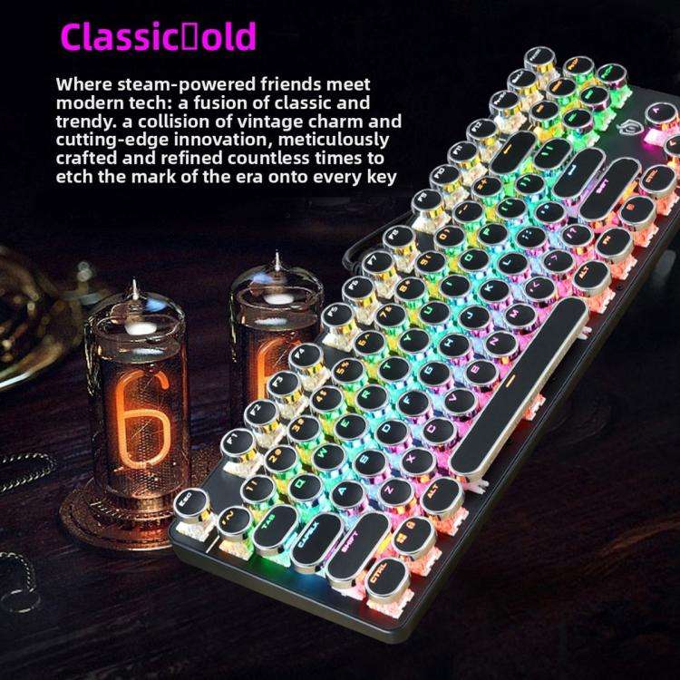SHIPADOO HJK919-7 Round Keycap RGB Wired Mechanical Keyboard