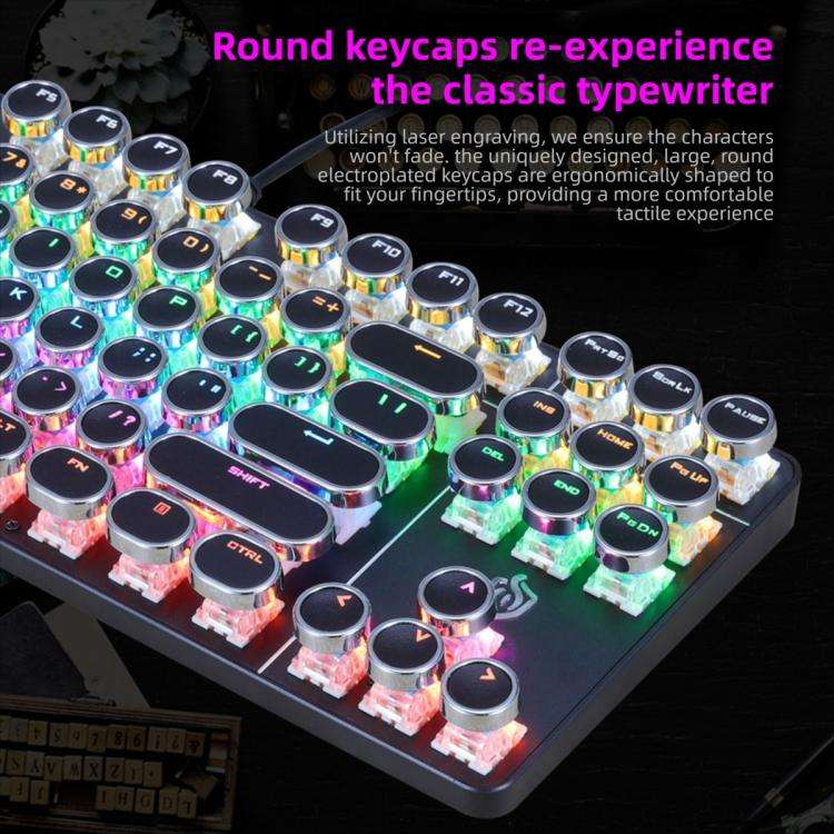 SHIPADOO HJK919-7 Round Keycap RGB Wired Mechanical Keyboard