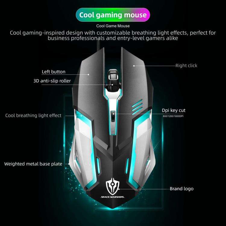SHIPADOO S150 4D 1600 DPI Ergonomic Optical USB Wired Mouse