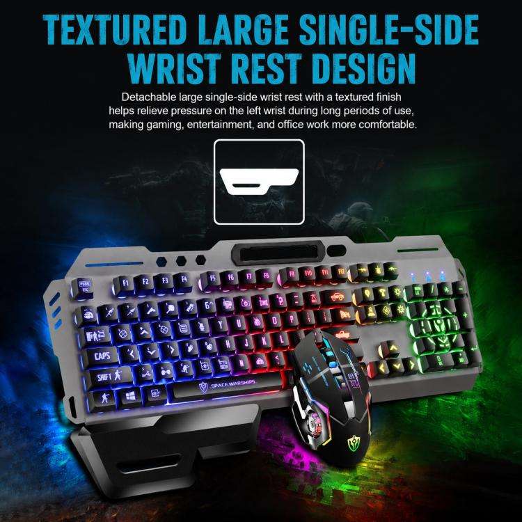 SHIPADOO GT700 Illuminated Wired Gaming Keyboard and 6D 4800DPI Mouse Set, Tri-color Backlight Ve...