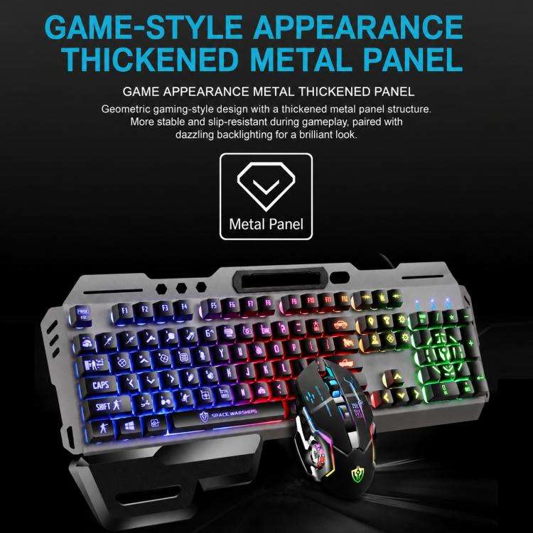 SHIPADOO GT700 Illuminated Wired Gaming Keyboard and 6D 4800DPI Mouse Set, Tri-color Backlight Ve...
