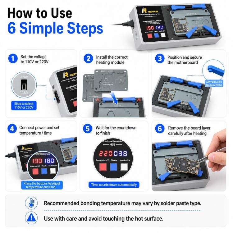Mijing MS1 Intelligent Desoldering Platform for iPhone X-17 Pro Max, US Plug, EU Plug