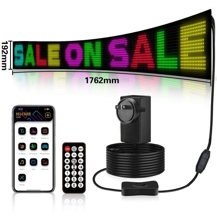 16 x 192 Pixels Ultra-Thin Waterproof Programmable LED Flexible Matrix Display Screen, EU Plug, U...