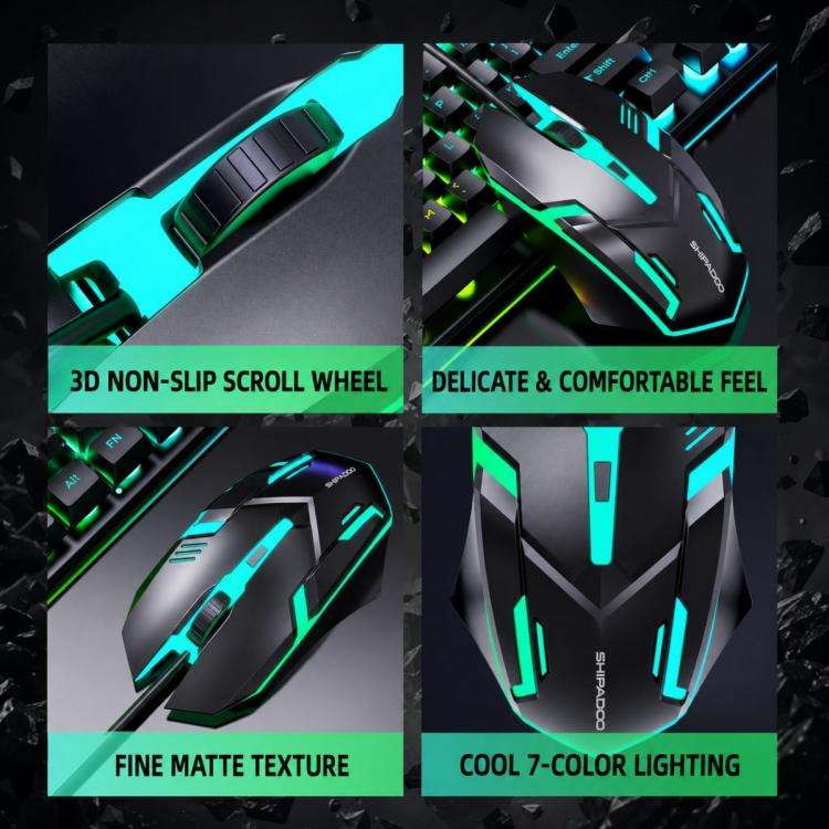 SHIPADOO D500 Colorful Illuminated Wired Keyboard Mouse Set