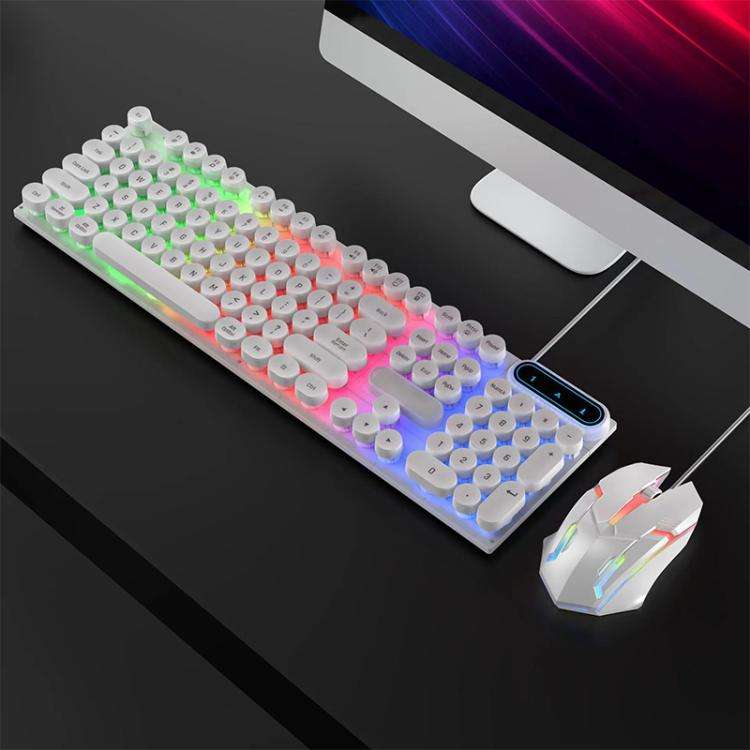 SHIPADOO D500 Punk Style Colorful Backlit Wired Keyboard Mouse Set